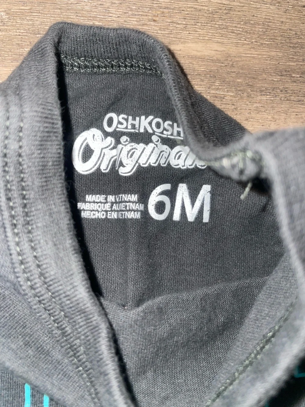 OshKosh B'gosh Dark Gray Bodysuit with Turquoise 'Dad's Little Dude' Graphic